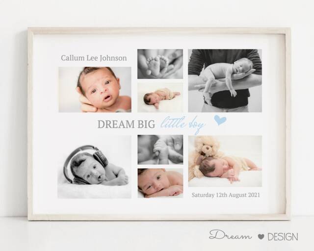 Personalised Baby Photo Collage Print, Custom Family Wall Art - A2 - image 1