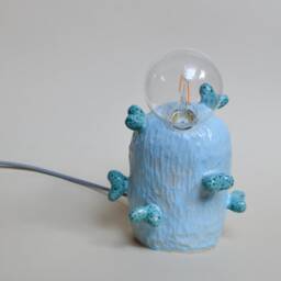 Modern Ceramic Lamp Light Blue, Coral Inspired Decor, Handmade Bedside Lighting, Minimal Interior - thumbnail 3
