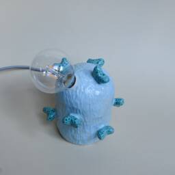 Modern Ceramic Lamp Light Blue, Coral Inspired Decor, Handmade Bedside Lighting, Minimal Interior - thumbnail 4