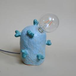 Modern Ceramic Lamp Light Blue, Coral Inspired Decor, Handmade Bedside Lighting, Minimal Interior