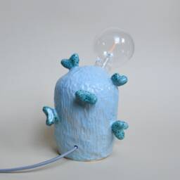 Modern Ceramic Lamp Light Blue, Coral Inspired Decor, Handmade Bedside Lighting, Minimal Interior - thumbnail 2