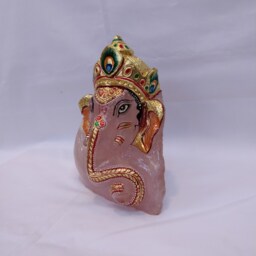 Rose Quartz Ganesha Statue, Hindu Ganpati Vinayaka Idol, Spiritual Crystal Gifts Diwali Housewarming - thumbnail 3