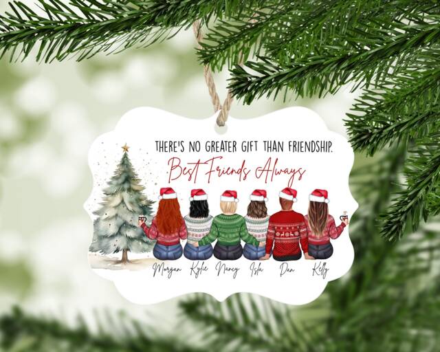 Personalized Best Friends Christmas Ornament, Custom Friendship Gift - image 1