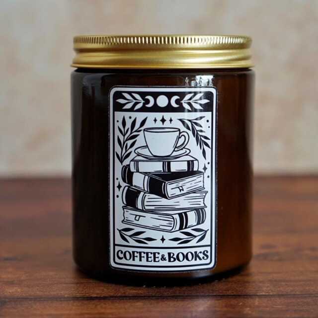 Coffee & Books Soy Candle - Hand-Poured Novelty - image 1