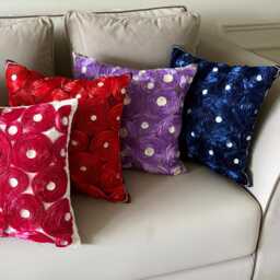 "Art Silk Ribbon Embroidered Lavender Purple Rose Decorative Pillow Sham, 24""x24""/26""x26" - thumbnail 3