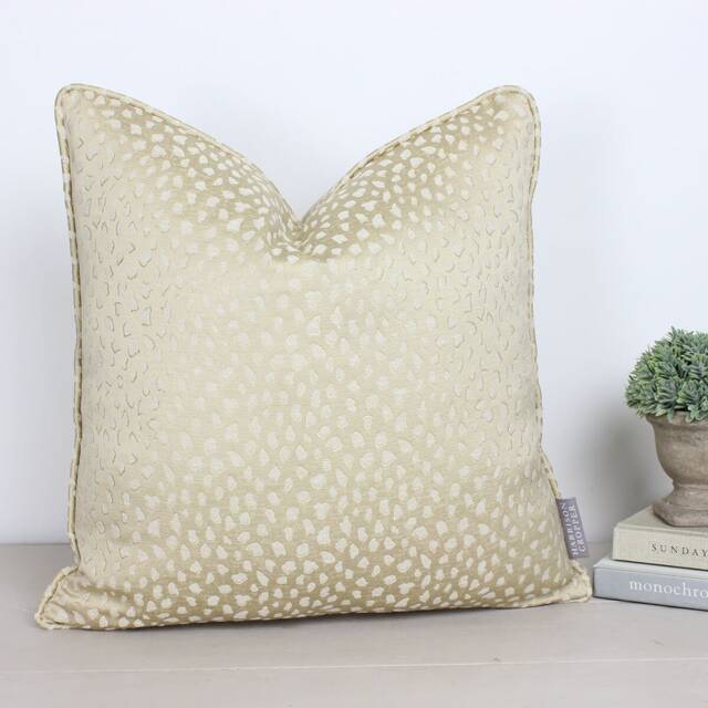 "Panthera Caramel Gold Cream Big Cat Cheetah Animal Print Shimmer Piped Cushion/Cover 16"" 18"" 20"" 22"