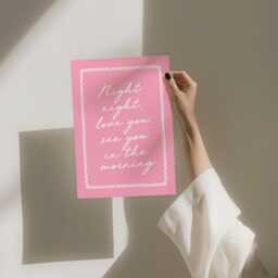 Night Night, Love You See in The Morning Art Print, Pink Bedroom Wall Decor, Cute Above Bed Poster - thumbnail 3