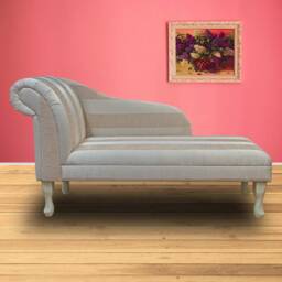 Handmade Beige Stripe Chaise Longue - thumbnail 3