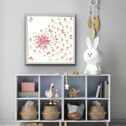 Pastel Pink 3 Shades Butterfly Wall Art - Nursery Room Decor H - thumbnail 3