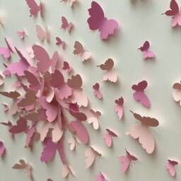 Pastel Pink 3 Shades Butterfly Wall Art - Nursery Room Decor H - thumbnail 2