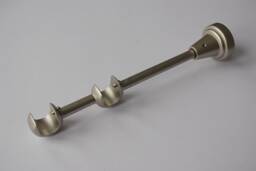 Antique Silver Double Curtain Pole Bracket - Classic Wall Mount Metal ??19mm - 0.75Inch Poles Holder Pack Of 1