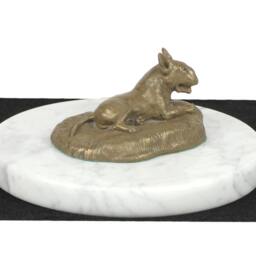 Bull Terrier, Dog White Marble Base Statue, Limited Edition, Artdog. Made Of Cold Cast Bronze. Perfect Gift. Limited Edition - thumbnail 2