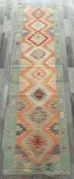 Runner Rug Multicolour, Handmade Artisan Afghan Turkish Persian Qashqai Runner, Moroccan Navajo Flatweave, Natural Wool Kilim 291x80 cm