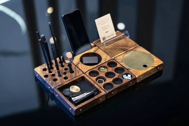 Walnut Magnetic Desk Organizer Modular Office Tidying Kit - image 1