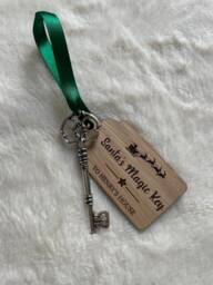 Personalised Santa's Magic Key, Wooden Key Tag, Christmas Eve Filler, Decoration