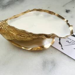 Luxury Oyster Shell Candle - Hand Poured Coastal With Gold Leaf Dorset Decor Gift Scent Options Available - thumbnail 4
