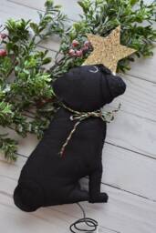 Handmade Pug Christmas Tree Topper Merino Wool Felt, Gold Star - thumbnail 1