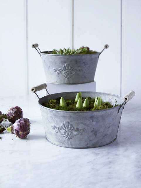 Metal Round Planter With Floral Motif - image 1