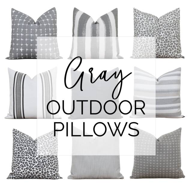 Gray Outdoor Pillow Covers Stripe Pillows Summer D??cor Leopard Patio Indoor & White - image 1