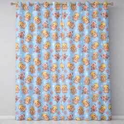 Cute Gingerbread Cookies Candy Stars Blue Background Seamless Pattern Readymade Eyelet Ring Top Thermal 100% Blackout Curtains - thumbnail 2