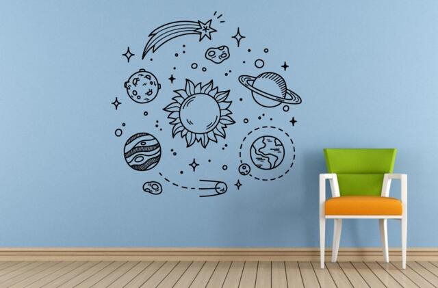 Space Solar System Planets Stars Satellites Wall Room Vinyl Mural Art Decor Decal Sticker L1643 - image 1
