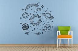 Space Solar System Planets Stars Satellites Wall Room Vinyl Mural Art Decor Decal Sticker L1643 - thumbnail 1