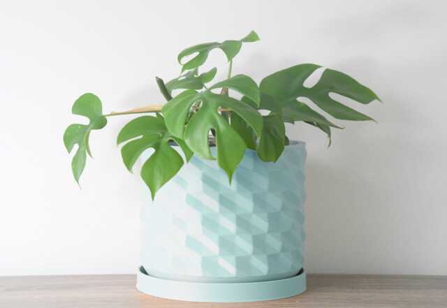 "Geometric Planter With Drainage & Saucer in Cotton Candy Blue, Unique 3D-Printed Plant Pot, Small To Large Sizes 4"" 5"" 6"" 7"" 8" - image 1