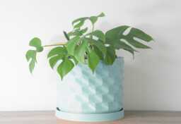 "Geometric Planter With Drainage & Saucer in Cotton Candy Blue, Unique 3D-Printed Plant Pot, Small To Large Sizes 4"" 5"" 6"" 7"" 8"