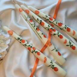 Hand Painted Orange Citrus Taper Candle, Fruit Baby Shower Table Decor, Summer Dinner Housewarming Gift - thumbnail 4