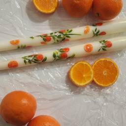 Hand Painted Orange Citrus Taper Candle, Fruit Baby Shower Table Decor, Summer Dinner Housewarming Gift - thumbnail 3