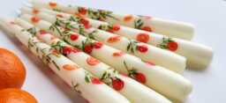 Hand Painted Orange Citrus Taper Candle, Fruit Baby Shower Table Decor, Summer Dinner Housewarming Gift - thumbnail 1