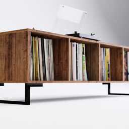 Vinyl Storage Unit - Record Cabinet Player Stand Tv Sideboard - thumbnail 2