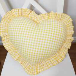 Bohemian Frill Linen Gingham Pillow Cover - Heart Color Options With Edges - thumbnail 2