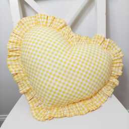 Bohemian Frill Linen Gingham Pillow Cover - Heart Color Options With Edges - thumbnail 1