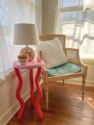 Funky Wavy Jelly Side Table - Pink & Red Accent Table, Original Design Bestselling Postmodern Decor