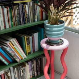 Funky Wavy Jelly Side Table - Pink & Red Accent Table, Original Design Bestselling Postmodern Decor - thumbnail 3