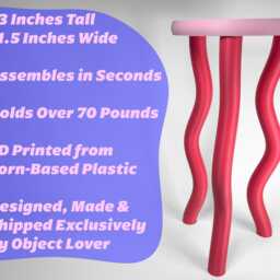Funky Wavy Jelly Side Table - Pink & Red Accent Table, Original Design Bestselling Postmodern Decor - thumbnail 2