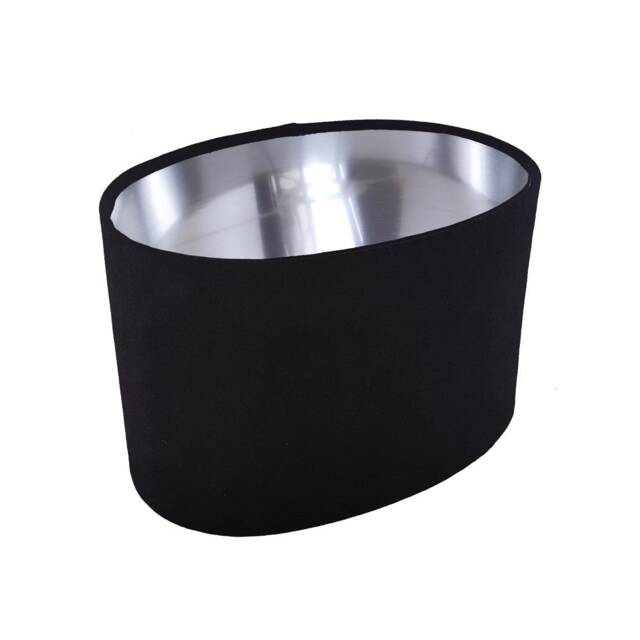Black Oval Lampshade in Velvet With Silver Lining - image 1