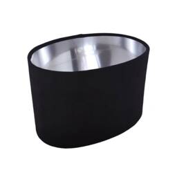 Black Oval Lampshade in Velvet With Silver Lining