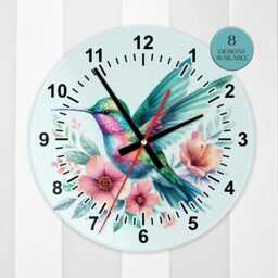 Glass Hummingbird Wall Clock - Bird Floral Kitchen Nature Home D??cor - thumbnail 3