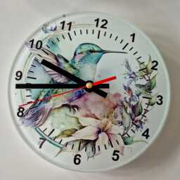 Glass Hummingbird Wall Clock - Bird Floral Kitchen Nature Home D??cor - thumbnail 4