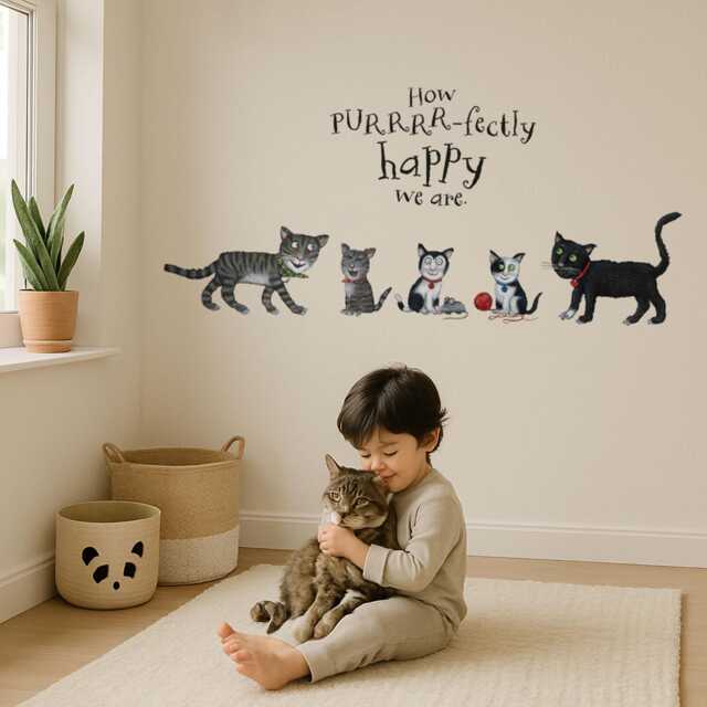Tabby Mctat Family Wall Sticker - Julia Donaldson Cat Nursery Decor Soames Susan Samuel Quote Art For Children's Room - image 1