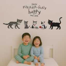 Tabby Mctat Family Wall Sticker - Julia Donaldson Cat Nursery Decor Soames Susan Samuel Quote Art For Children's Room - thumbnail 2
