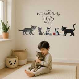 Tabby Mctat Family Wall Sticker - Julia Donaldson Cat Nursery Decor Soames Susan Samuel Quote Art For Children's Room - thumbnail 1