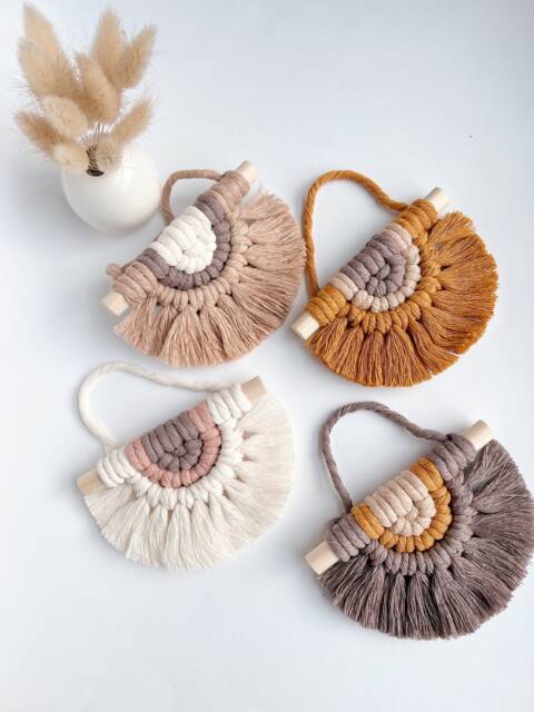 Mini Boho Macrame Wall Hanging Sunshine Decor - image 1