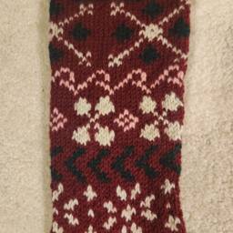 Personalized Hand Knit Burgundy Design Christmas Stocking - thumbnail 2