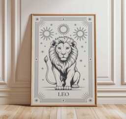 Leo Zodiac Wall Art, Line Drawing Print, Celestial Astrology Poster, Lion Star Sign Decor, Minimalist Horoscope Art, Modern Boho Wall Print - thumbnail 1