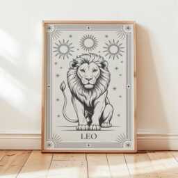 Leo Zodiac Wall Art, Line Drawing Print, Celestial Astrology Poster, Lion Star Sign Decor, Minimalist Horoscope Art, Modern Boho Wall Print - thumbnail 3