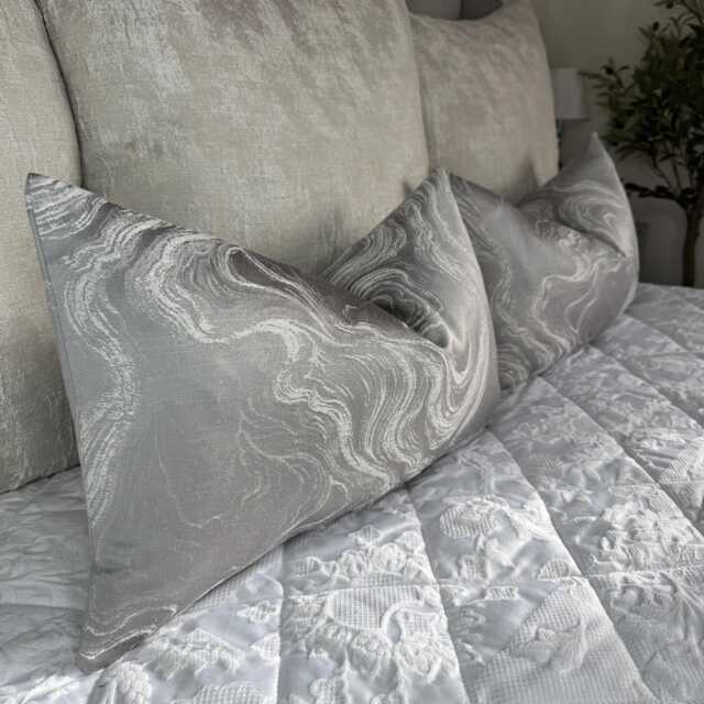 Silver Grey Marble Cushion Cover - 12 X 20 Elegant Accent, Handmade in Uk, Luxury Alexis Pillow - image 1