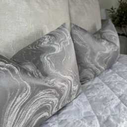 Silver Grey Marble Cushion Cover - 12 X 20 Elegant Accent, Handmade in Uk, Luxury Alexis Pillow - thumbnail 4